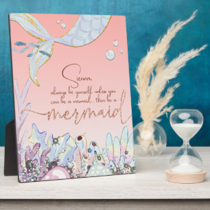 Personalized "Be a Mermaid" Pastel Glitter Plaque