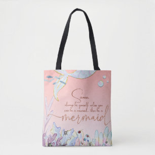 Personalized "Be a Mermaid" Pastel Glitter Tote Bag