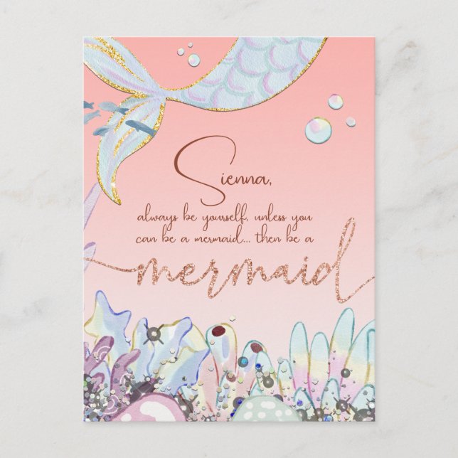 Personalized "Be a Mermaid" Postcard (Front)