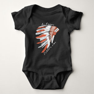 Personalized Be Brave Little One Indian Headdress Baby Bodysuit