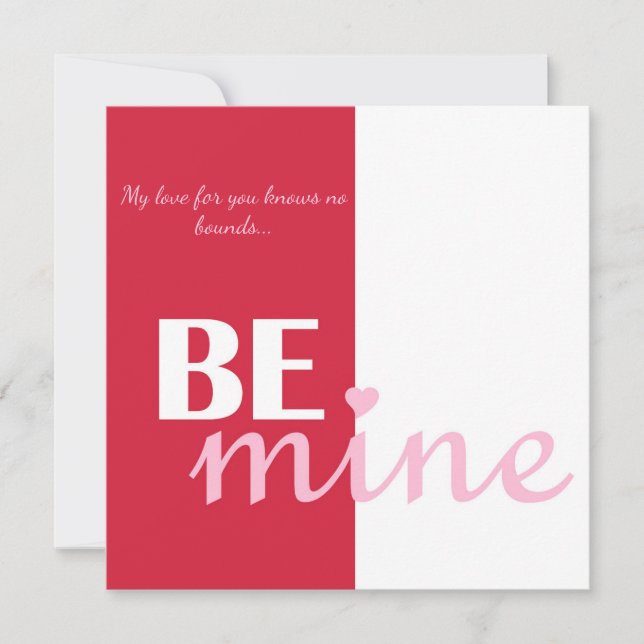 Personalized Be Mine Heart Love Proposal Red Pink Holiday Card (Front)