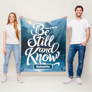 Personalized Be Still and Know Christian Fleece Blanket