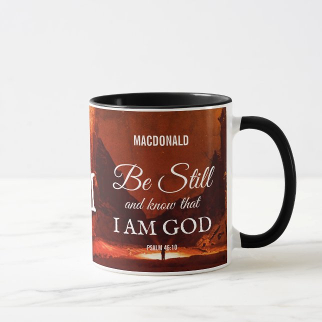 Personalized BE STILL AND KNOW Christian Monogram Mug (Right)