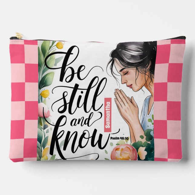 Personalized Be Still and Know Christian Women Accessory Pouch (Front)