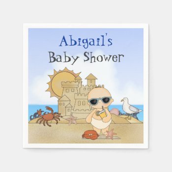 Personalized Beach Baby Boy Baby Shower Napkins by TheBeachBum at Zazzle