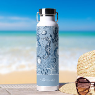 Personalized Beach Blue Ocean Sea Life Water Bottle