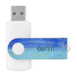 Personalized Beach Blue Yellow Abstract Art Flash Drive