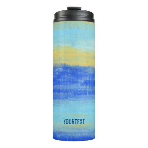 Personalized Beach Blue Yellow Abstract Art Thermal Tumbler