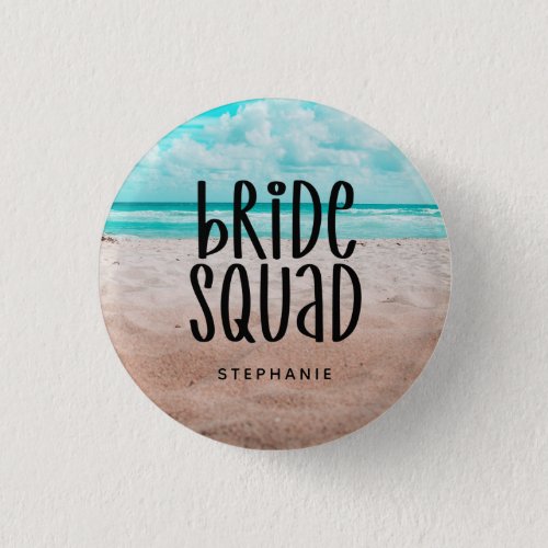 Personalized Beach Bride Squad Button