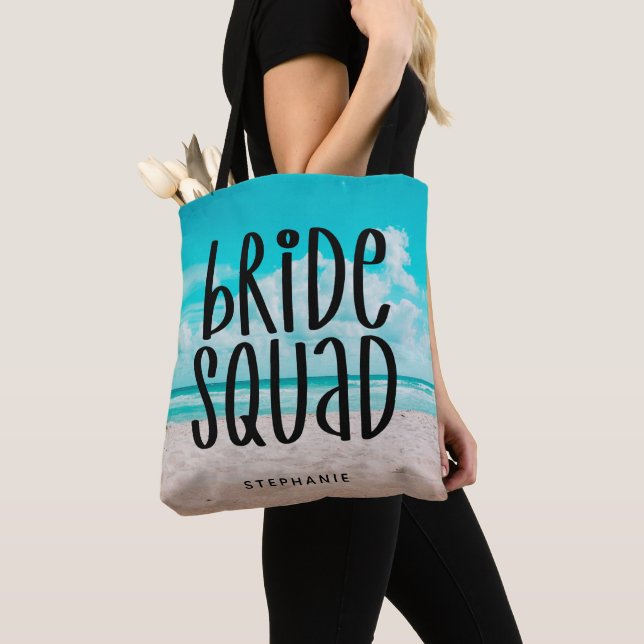 Personalized Beach Bride Squad Tote Bag (Close Up)