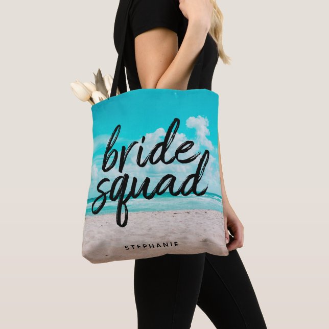 Personalized Beach Bride Squad Tote Bag (Close Up)