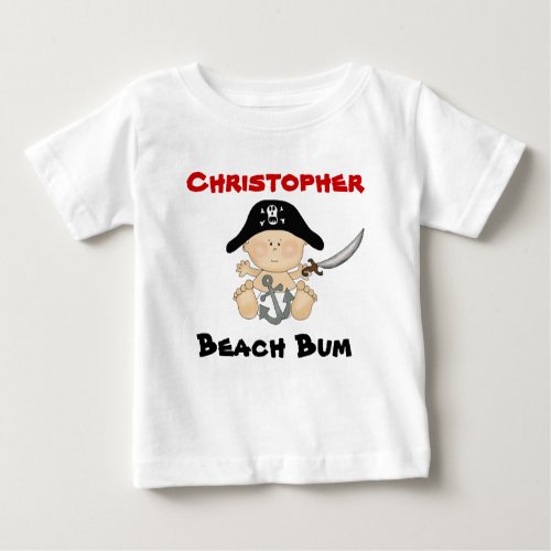 Personalized Beach Bum Baby Pirate Tee  Boys