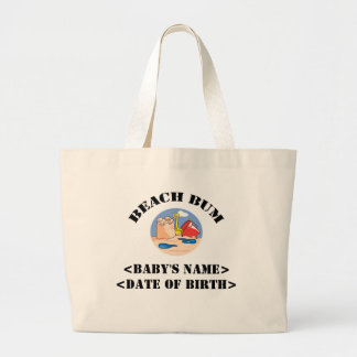 Personalized Beach Bum New Baby Gift Large Tote Bag