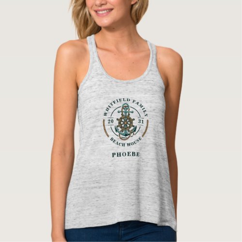 Personalized Beach Camp Anchor Boat Wheel Year Tank Top