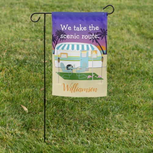 Personalized Beach Camping Sunset Garden Flag