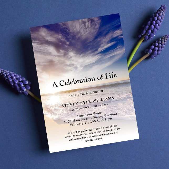 Personalized Beach Celebration of Life Funeral Invitation (Creator Uploaded)