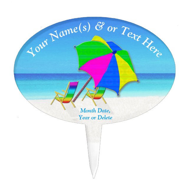 Personalized Beach Chair Wedding Cake Topper (Front)