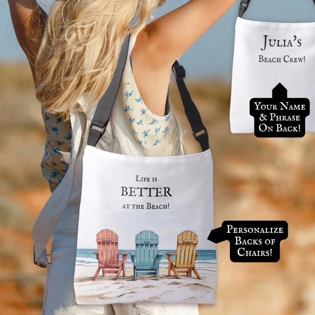 Personalized Beach Chairs Best Friends  Crossbody Bag (Creator Uploaded)