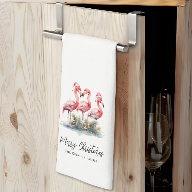 Personalized Beach Christmas Kitchen Towel (Personalized Tropical Beach Christmas kitchen towel )