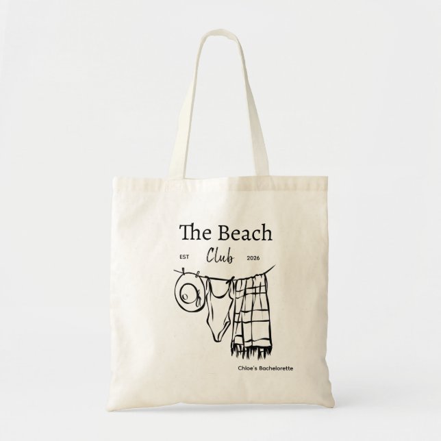 Personalized Beach Club Bachelorette Tote Bag  (Front)
