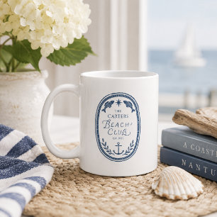Personalized Beach Club Crest Coastal Mug