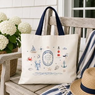 Personalized Beach Club Crest Nautical Tote Bag