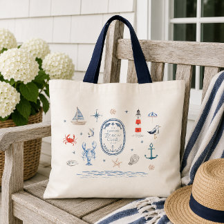 Personalized Beach Club Crest Nautical Tote Bag