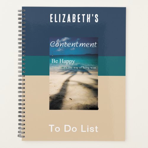 Personalized Beach Contentment Be Happy To Do List Planner