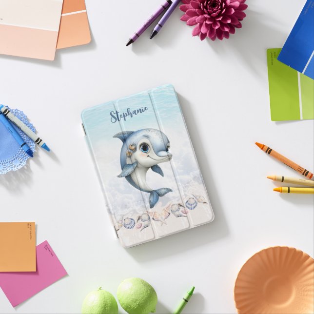 Personalized Beach Dolphin iPad Mini Cover (In Situ)