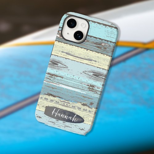 Personalized Beach Driftwood Surfboard Case_Mate iPhone 14 Case