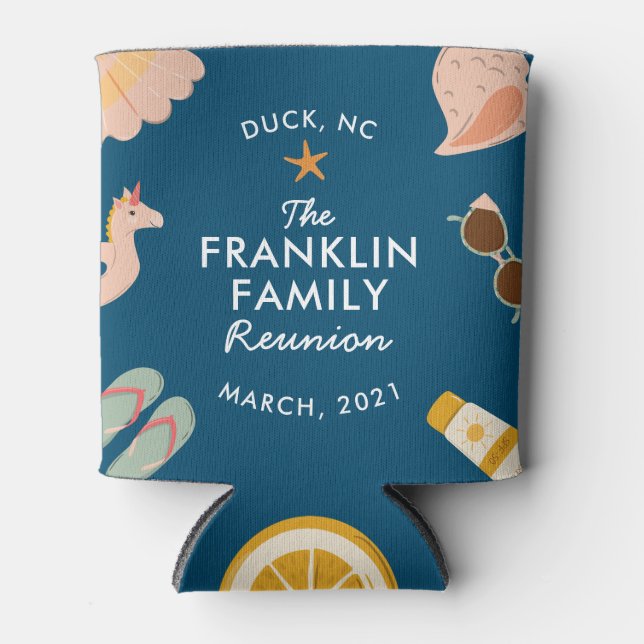 Personalized Beach Family Reunion Bottle or Can Co Cooler (Front)