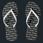 Personalized beach flip flops with fun pattern<br><div class="desc">Personalized beach flip flops with chic pattern. Make your own custom sandals for men and women. Great for summer Birthday, trendy destination wedding, fun pool party and more. Cool seaside beach accessories with name or monogrammed pattern. Add your own text and background color to these slippers. Elegant modern wedge sandals...</div>