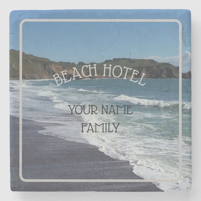 Personalized Beach Hotel Decor Stone Coaster (Front)