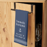 Personalized Beach House Coordinates Kitchen Towel<br><div class="desc">Celebrate life at the beach with this cute coastal personalized kitchen towel featuring vintage typewriter lettering and a nautical anchor illustration. "Beach House" or your choice of custom text appears along with your home's latitude and longitude coordinates.</div>