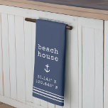 Personalized Beach House Coordinates Kitchen Towel<br><div class="desc">Celebrate life at the beach with this cute coastal personalized kitchen towel featuring vintage typewriter lettering and a nautical anchor illustration. "Beach House" or your choice of custom text appears along with your home's latitude and longitude coordinates.</div>