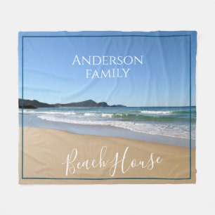 Personalized Beach House Fleece Throw Blanket