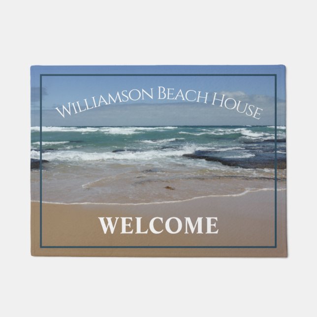 Personalized Beach House Ocean Door Mat (Front)