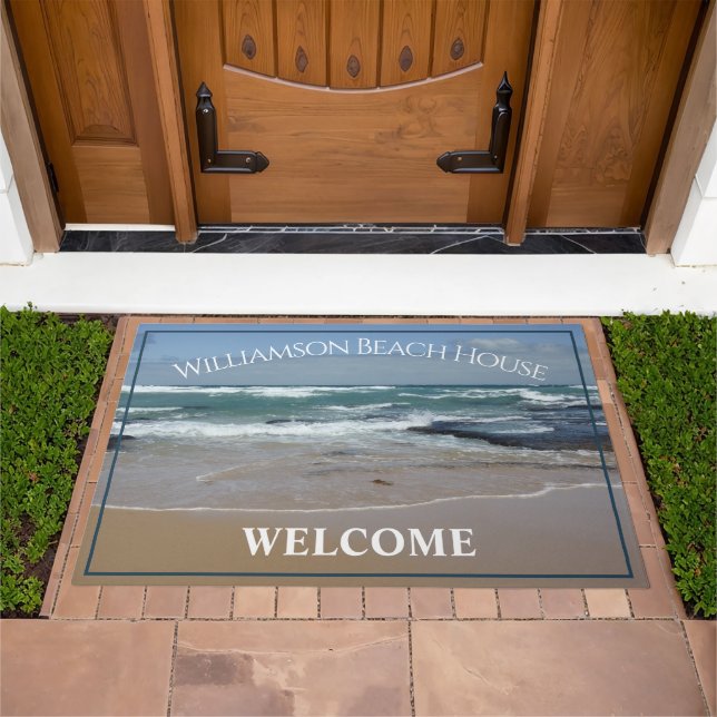 Personalized Beach House Ocean Large Door Mat (Outdoor)