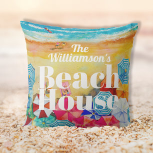 Personalized Beach House  Outdoor Pillow
