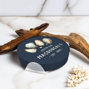 Personalized Beach House Oyster Bar Coaster Set