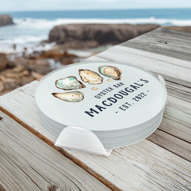 Personalized Beach House Oyster Bar Coaster Set (Creator Uploaded)