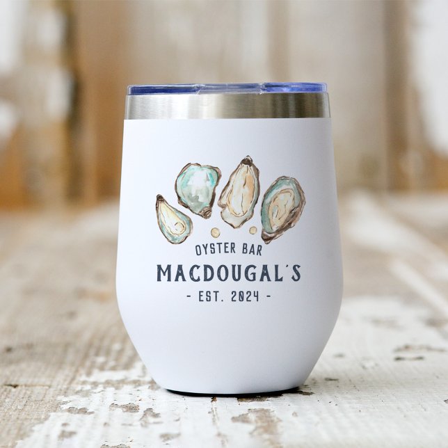 Personalized Beach House Oyster Bar Thermal Wine Tumbler (Creator Uploaded)