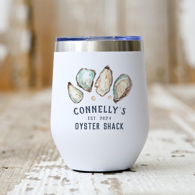 Personalized Beach House Oyster Shack Thermal Wine Tumbler (Creator Uploaded)