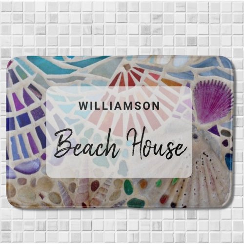 Personalized Beach House Shells Bath Mat