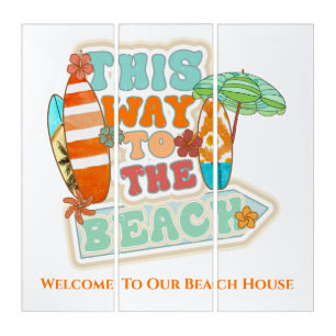 Personalized Beach House Sign This Way to Beach Triptych
