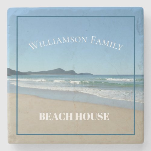 Personalized Beach House  Stone Coaster