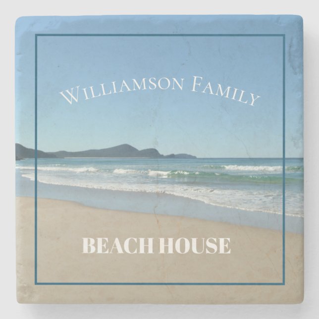 Personalized Beach House  Stone Coaster (Front)