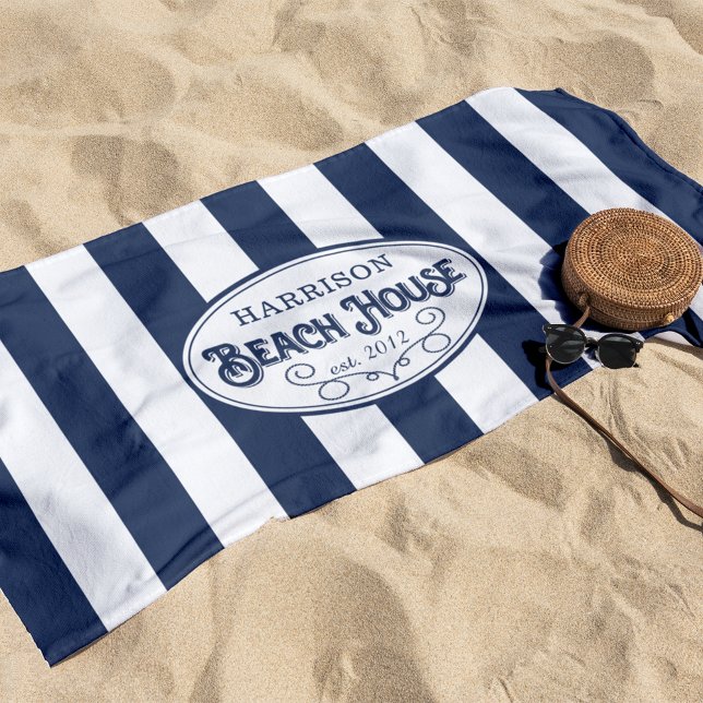 Personalized Beach House Stripe Towel (Creator Uploaded)