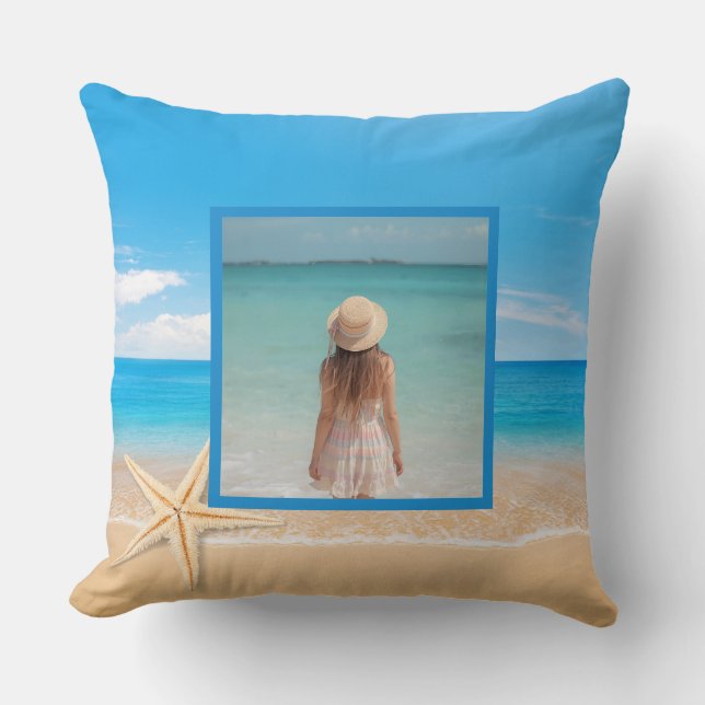 Personalized Beach House Throw Pillow – Custom (Front)