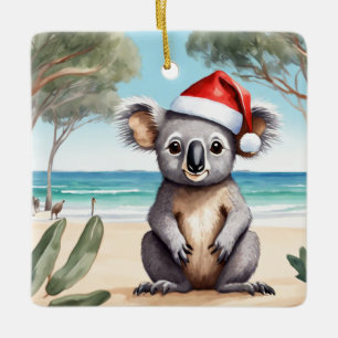 Personalized Beach Koala Bear Australian Christmas Ceramic Ornament